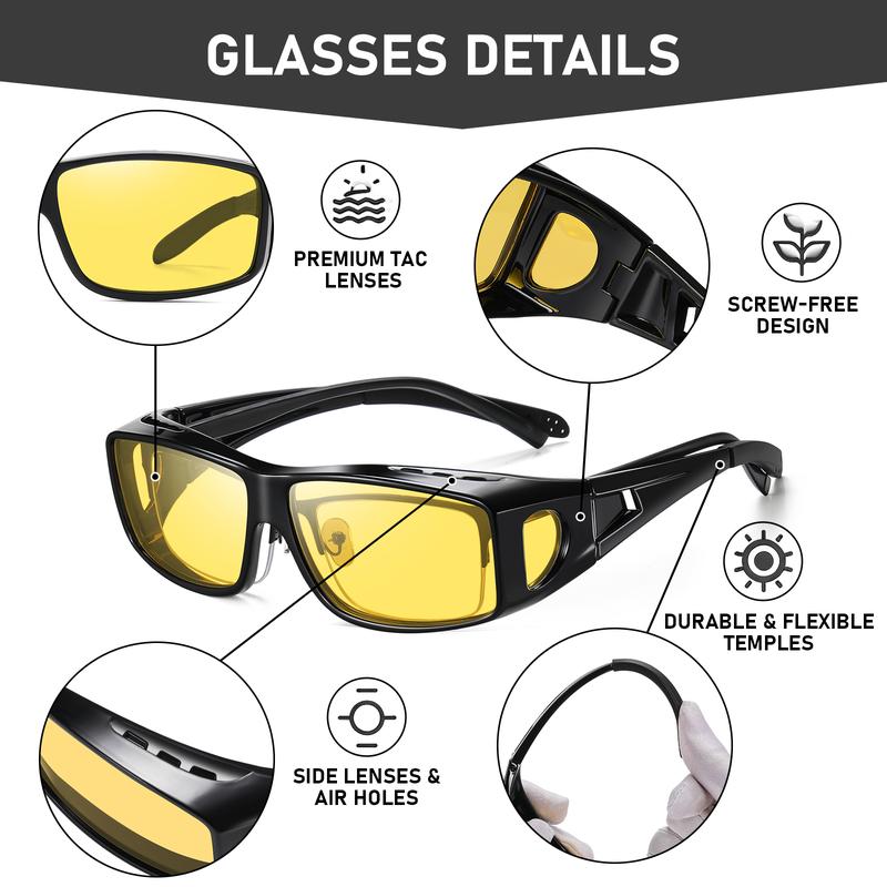 Elouria™ Night Driving Glasses – Anti-Glare Polarized HD Fit Over Glasses