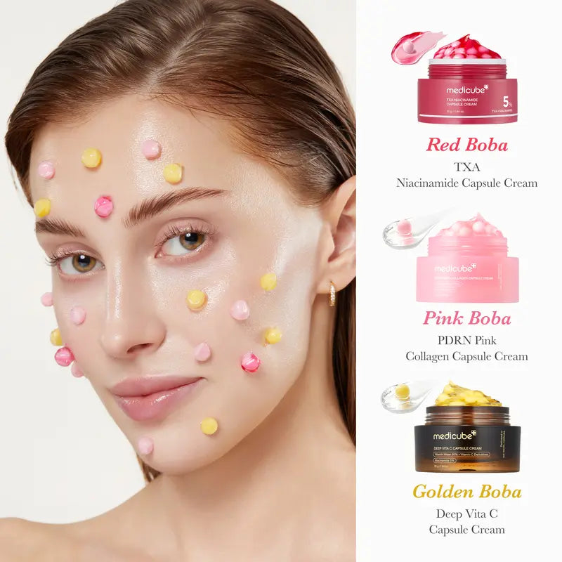 Mix & Match Boba Cream Set | South Korea Viral Capsule Creams for Uneven Skin Tone, Glow Hydration, Korean Skincare, K-beauty